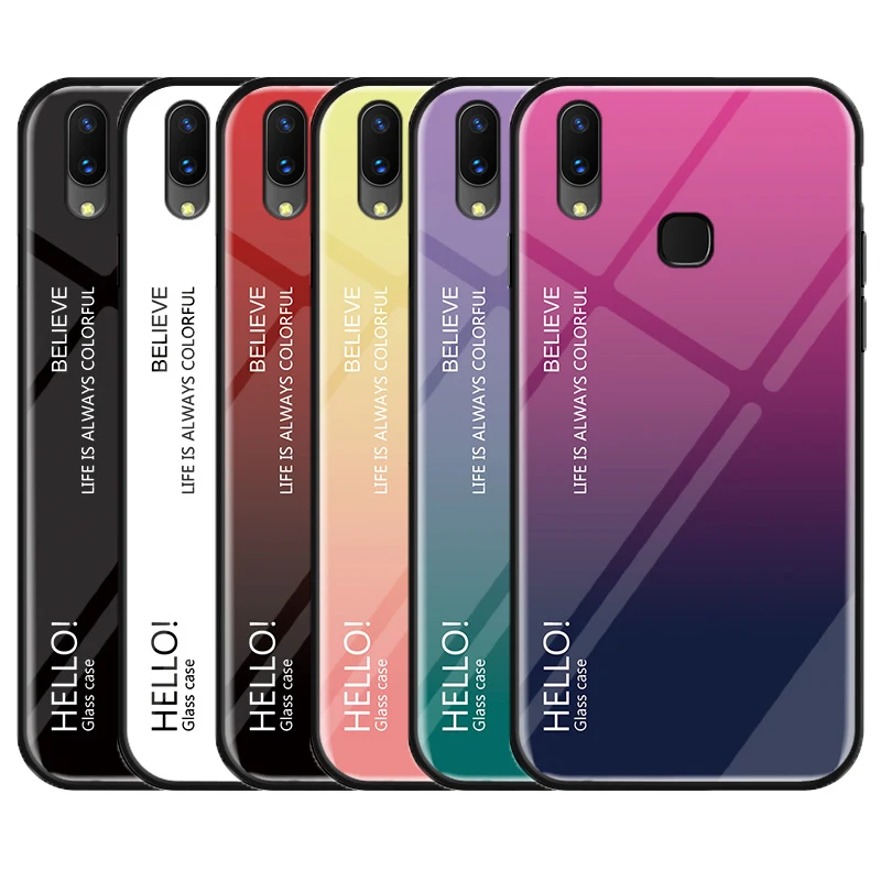 Чехол для Vivo Y91 Y95 роскошный стеклянный силиконовый чехол с жесткой рамкой ЧЕХОЛ