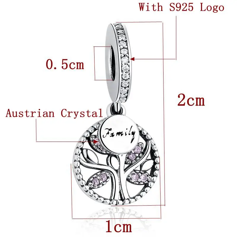 925 стерлингового серебра Европейский Подвеска в виде генеалогического дерева