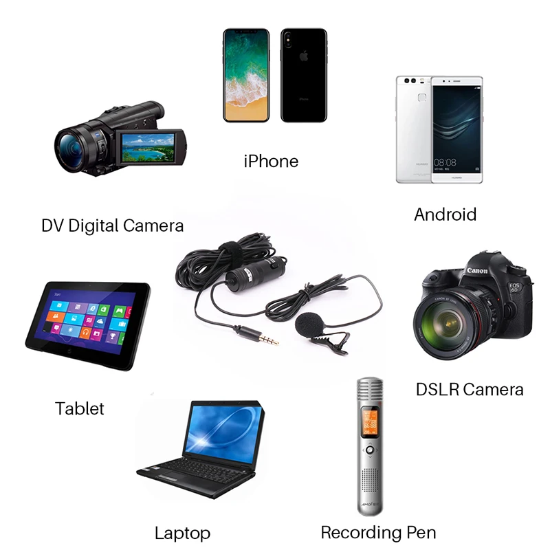 BOYA Петличный Всенаправленный Конденсаторный Микрофон Записи для iPhone DSLR