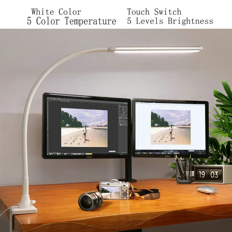 B Type- White Artpad 13 Вт пульт дистанционного управления Настольная лампа с зажимом 360 градусов вращающийся гусиный диммер Уход за глазами настольная лампа для чтения белый черный - Цвет корпуса: B Type- White