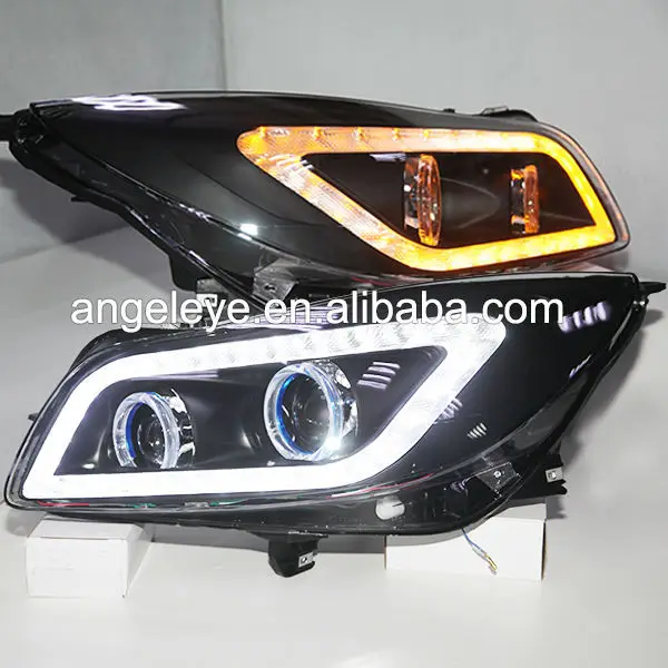 

for A8 Style for Verano Regal Opel insignia LED Strip Headlight with Bi Xenon Projector Lens 2010-2013 Year Doble Color JC V1