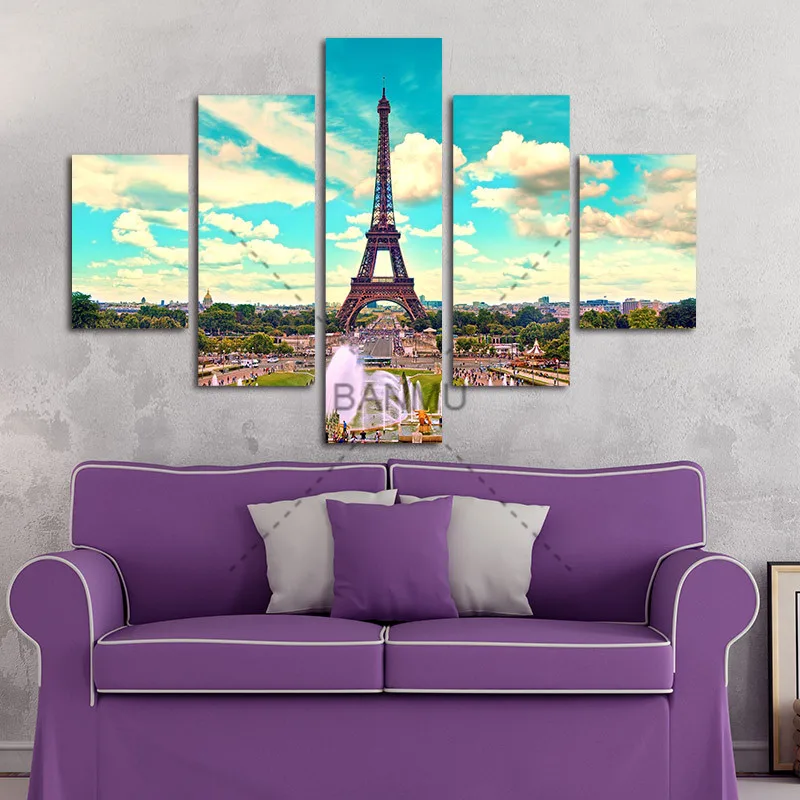 Картина на холсте Эйфелева башня (без рамки) 5 шт./компл. | Дом и сад