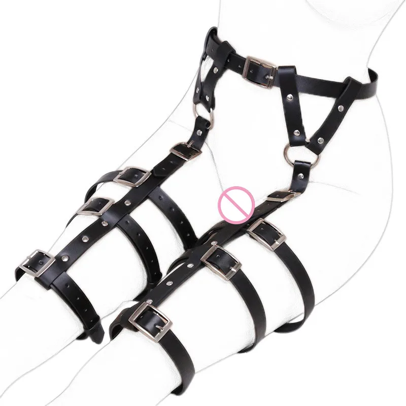 Adult Game Black PU Bondage Gear Female Love Toys Sexy Restraint Leg Belts Device BDSM Sex for Women J10-1-49 | Красота и здоровье
