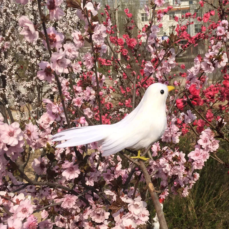 

about 16cm white feathers bird Handmade model, polyethylene& feathers bird ,prop,home decoration toy Xmas gift w3907