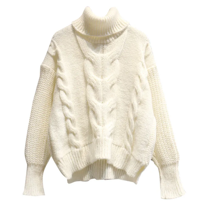 Korean Style Women Pullover Sweater Woman Winter 2020 Jumper High Collar Long Sleeve Thickened Loose Lady One Size Solid Autumn Женская