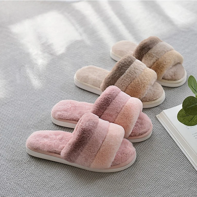Maggie's Walker Women Fashion Faux Hair Slippers Candy-Colored Flat-heeled Plush Winter and Autumn Size 37~44 | Обувь