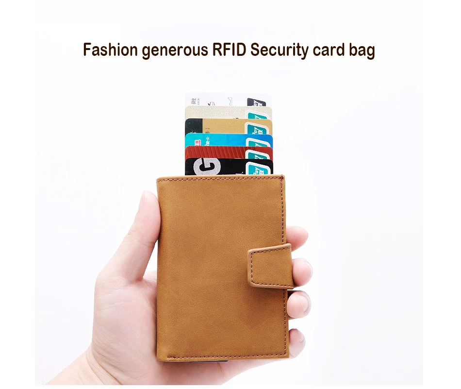 KEEBREAK защита от RFID алюминиевый мужской держатель для карт id держатель для банковской кредитной карты Чехол Мужской кожаный карманный минималистичный кошелек