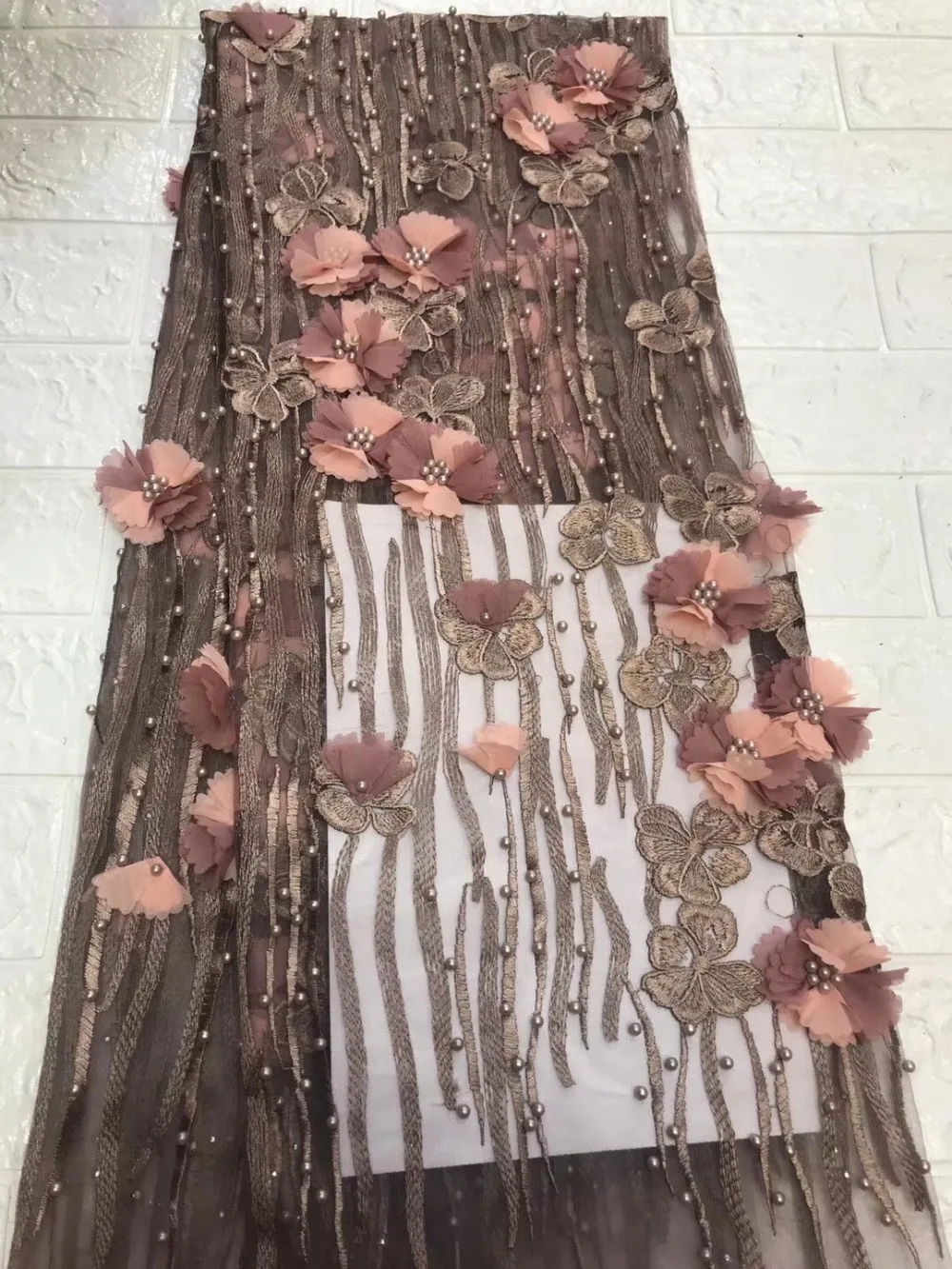 

3d Flowers French Nigerian Laces Fabrics High Quality Tulle African Laces Fabric Wedding African French Tulle Lace ML7322
