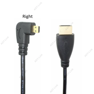 Микро HDMI кабель вверх и вниз и влево и вправо под углом 90 градусов микро HDMI к HDMI кабель 50 см для цифровых камер и телефонов планшетов - Цвет: Right