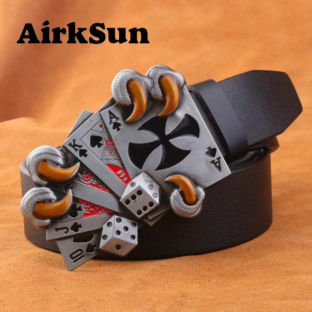 AirkSun2017 панк игральные карты пряжки для мужчин Cowskin Soild мужские s армейские ремни