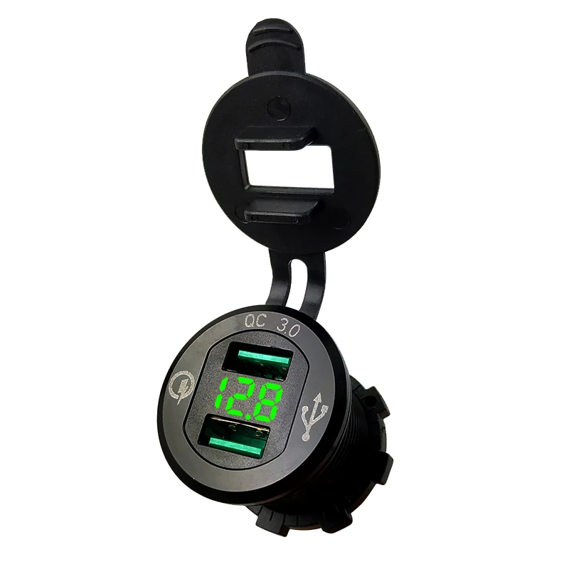 Buendeer 12 V-24 V Автомобиль Мотоцикл Dual USB Автомобильное зарядное устройство прикуривателя адаптер QC 3,0 USB разъем питания сплиттер с светодиодный вольтметр монитор