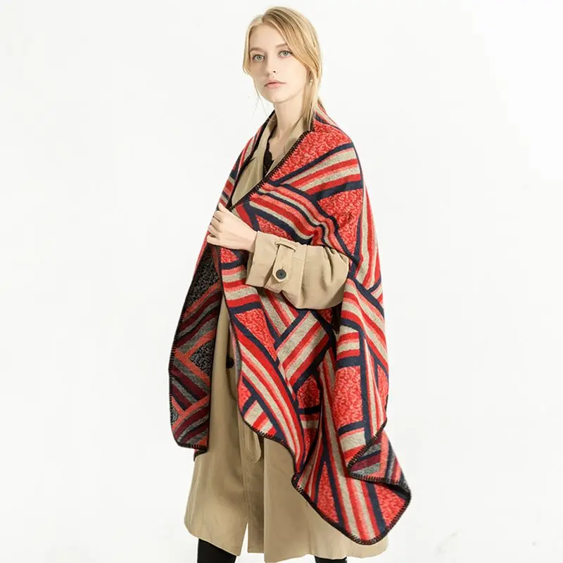 Крест в полоску длинные платки Для женщин 2018 Новинка Лидер продаж Мода Осень