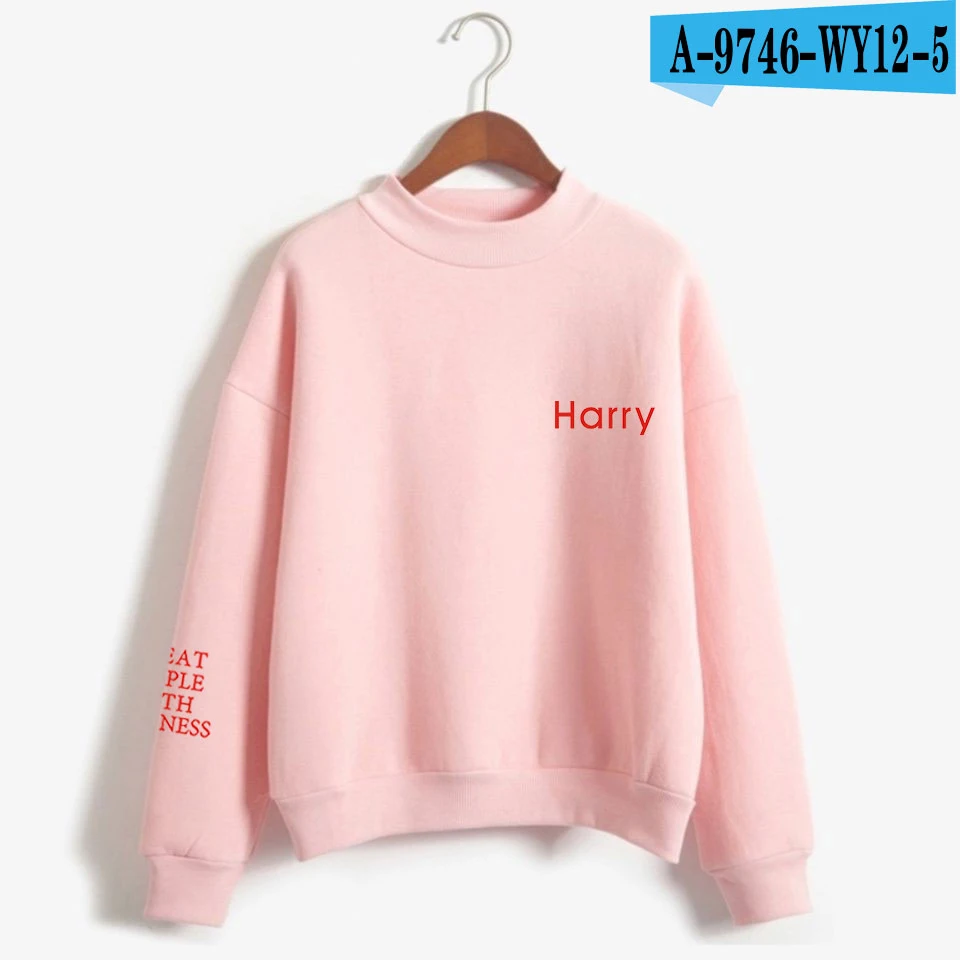 pink LUCKYFRIDAYF Гарри Стайлс угощать людей с добротой печати кофты для женщин водолазка с длинным рукавом модные кофты на заказ - Цвет: pink