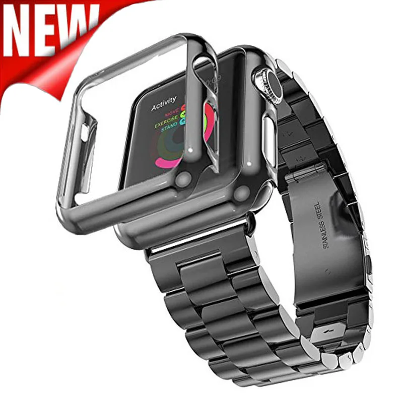 Ремешок из нержавеющей стали для Apple Watch Band с защитный чехол Series 5 4 3 2 | Отзывы и видеообзор