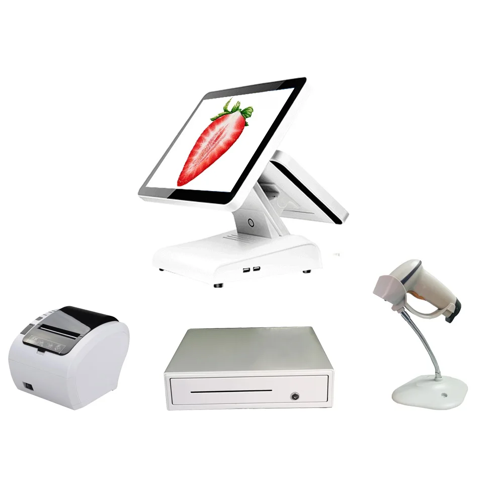 Весь набор pos системы двойной экран кассовый аппарат POS машина для ресторана
