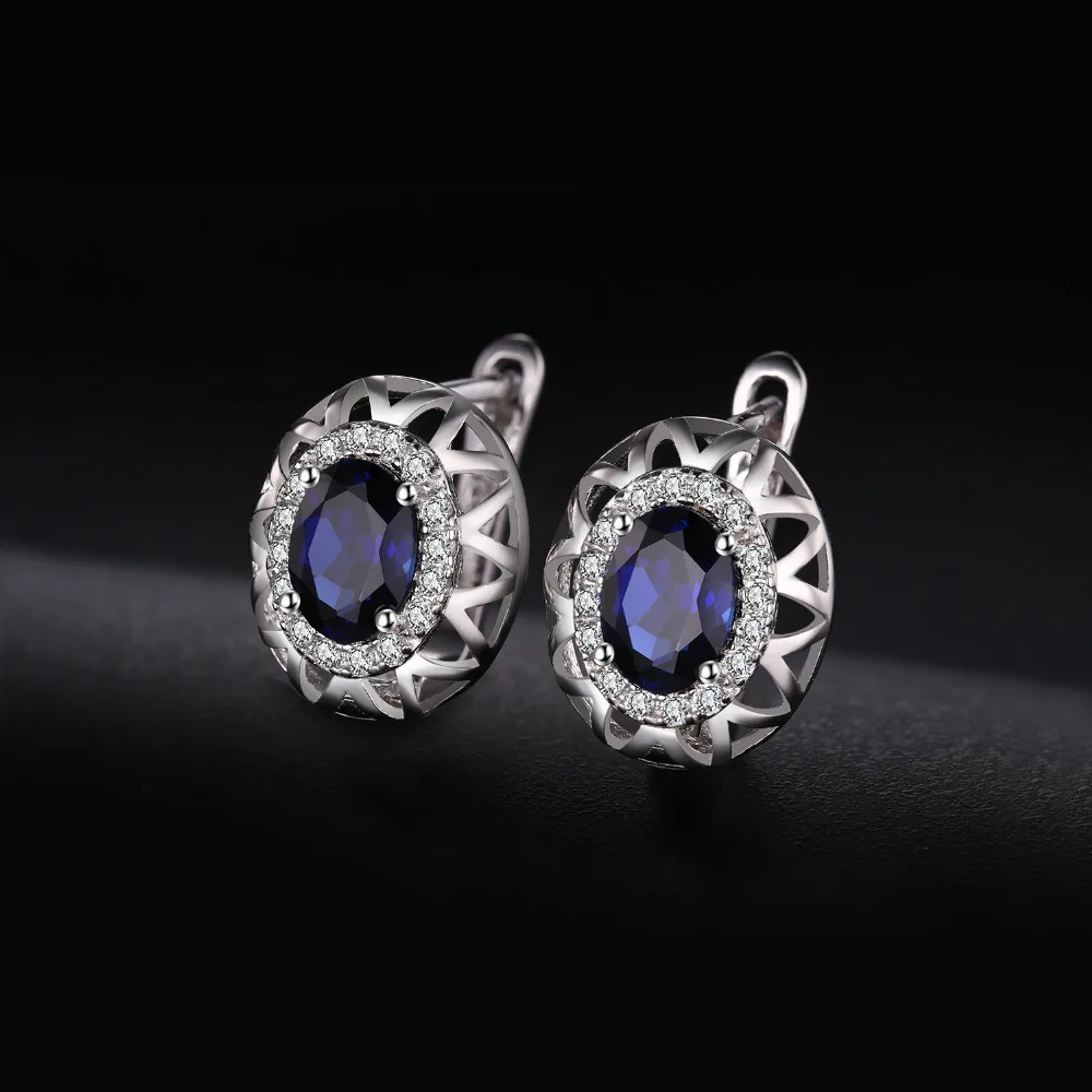 Jewelrypalace уникальный Дизайн 2.4ct синий создан сапфиры клип на Серьги реальные 925