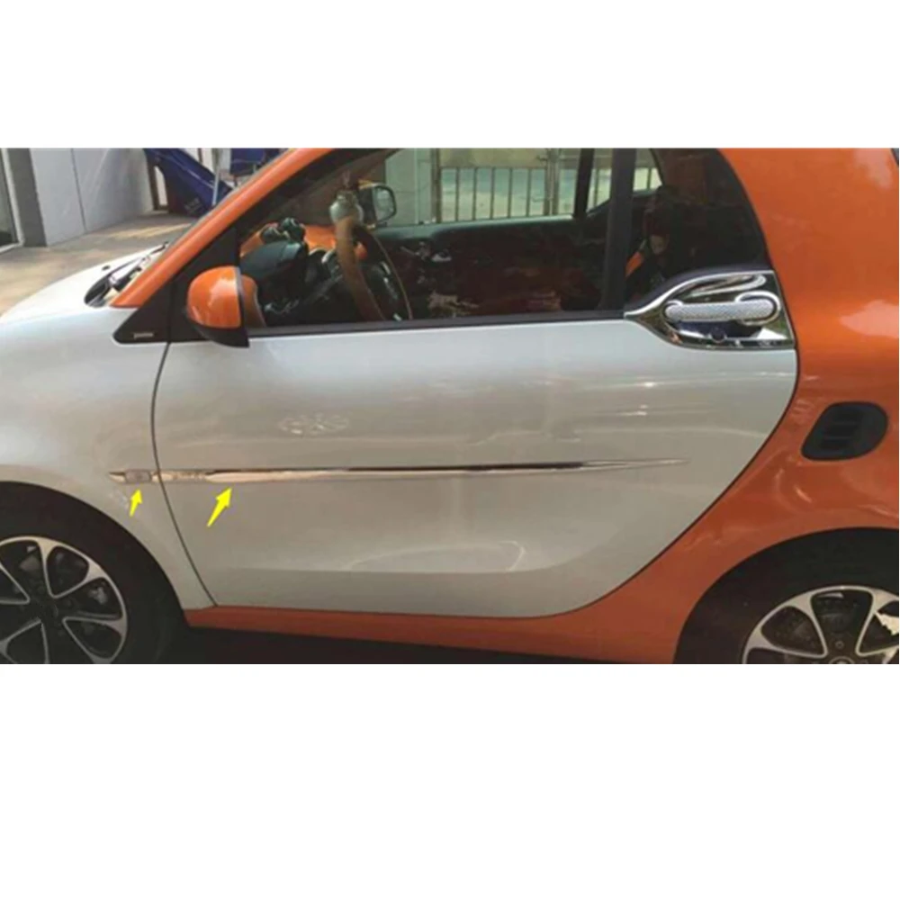 

Car Styling Detector Stainless Steel Side Door Body Trim Sticks Strips Molding For Benz Smart Fortwo 2015 2016 2017 2018