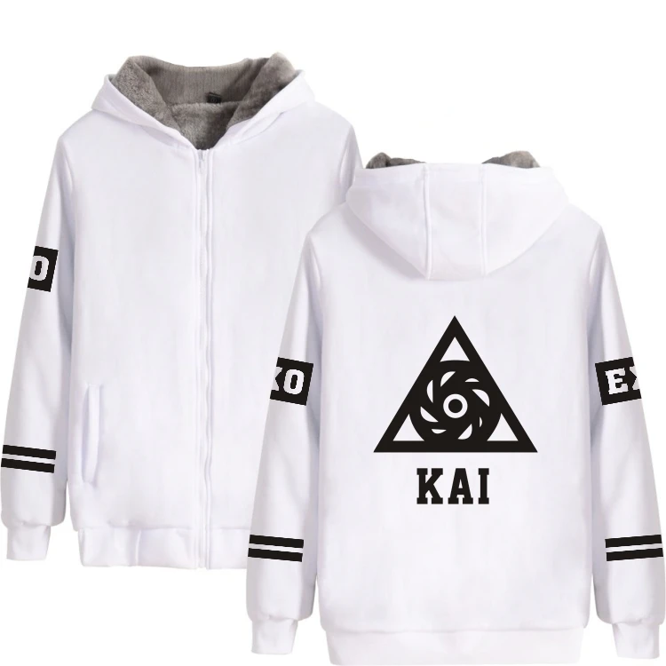 

Kpop EXO Member Print Winter Warm Thick Cotton Kpop Hoodies Women Zipper Korea Fashion Style Hoodie Women EXO-L Sweatshirt