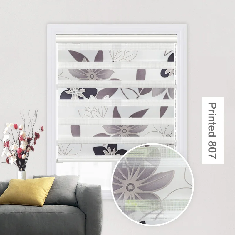 Printed 807 SUNFREE Пылезащитная система Zebra жалюзи двойной слой полупрозрачные рулонные жалюзи Индивидуальный размер жалюзи для гостиной спальни - Цвет: Printed 807