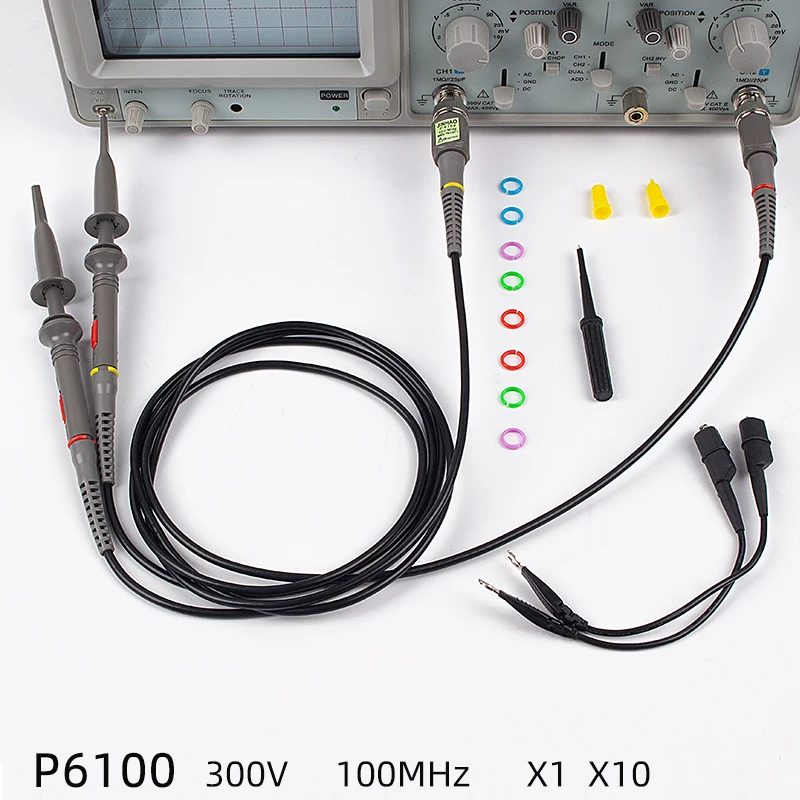 P6100 100MHz 300V Полоса пропускания зонда осциллографа 200 МГц 600 в TEXAS200 зажим соединитель осциллографа части зонда и аксессуары - Цвет: P6100 100MHz 300V
