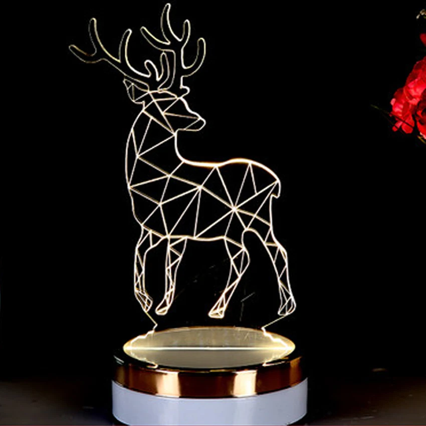 Светодиодный ночник меняющий 3 вида цветов 3D акриловая визуальная иллюзионная