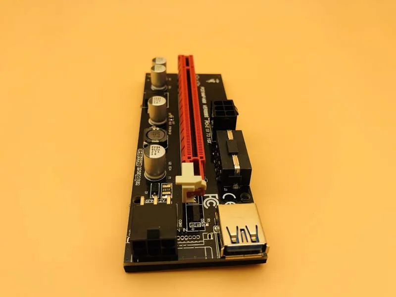 6 шт. VER009S PCI E Riser Card Dual LED 009S Express 1X to 16X 0 M USB 3 кабель 6Pin Molex Power для майнинга
