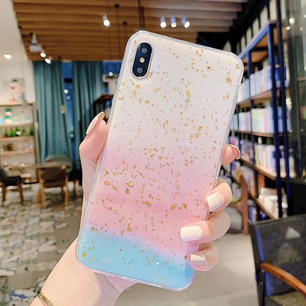 KISSCASE роскошный блестящий чехол с золотой фольгой для IPhone X XS Max XR мягкий из ТПУ