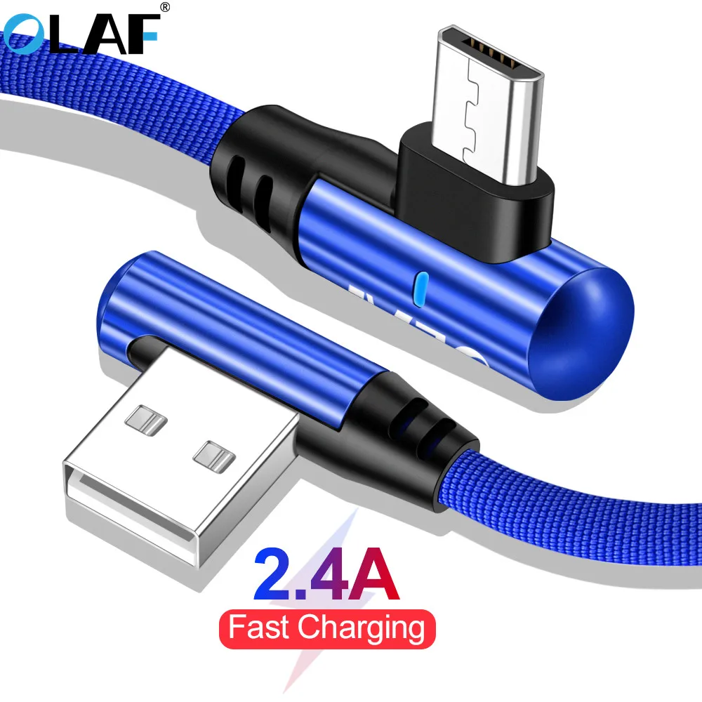 Олаф 2.4A Быстрая зарядка 90 градусов локоть микро USB кабель для Samsung S7 Xiaomi LG планшет