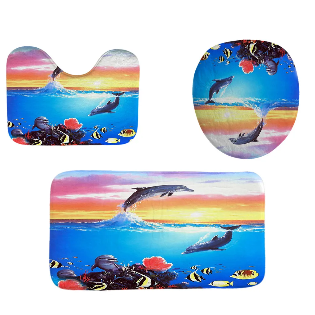 3 шт. нескользящий коврик для ванной комнаты кухонный ковер коврики декор морской