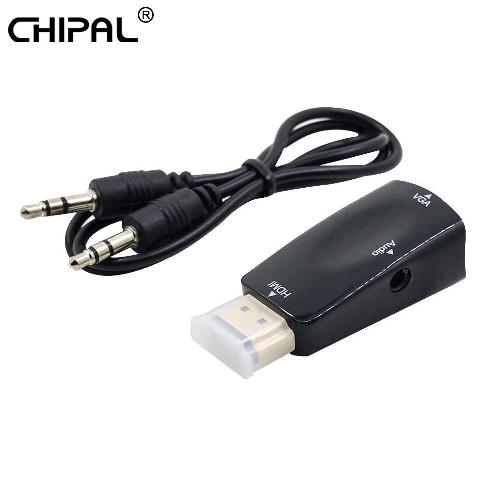 CHIPAL HD 1080P HDMI в VGA конвертер адаптер с 3,5 мм аудио кабель HDMI2VGA для ПК планшет ноутбук Настольный к HDTV монитор