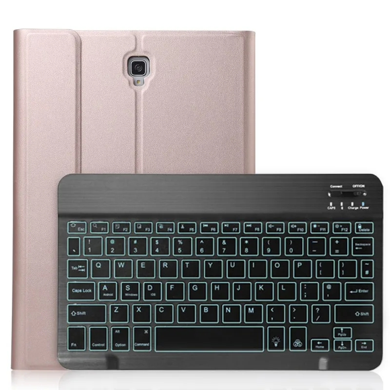 Чехол-клавиатура с подсветкой для samsung Galaxy Tab S4 10,5 SM-T830 SM-T835 T830 T835 тонкий кожаный чехол для планшета bluetooth-клавиатура - Цвет: rose gold-black
