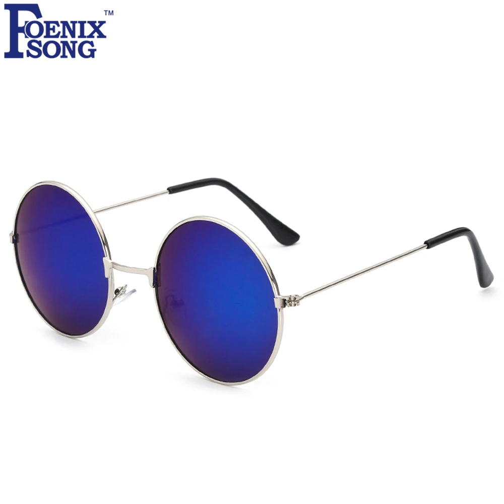 

FOENIXSONG Hot Women Brand Designer Gafas Round Sunglasses Vintage Silver Frame Eyeglasses Men's Retro Sun Glasses de Sol