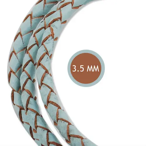 

3.5mm Thickness Light Blue Braiding Leatheroid Jewelry Cord Braided Leather Cord,Sold 10M/Roll