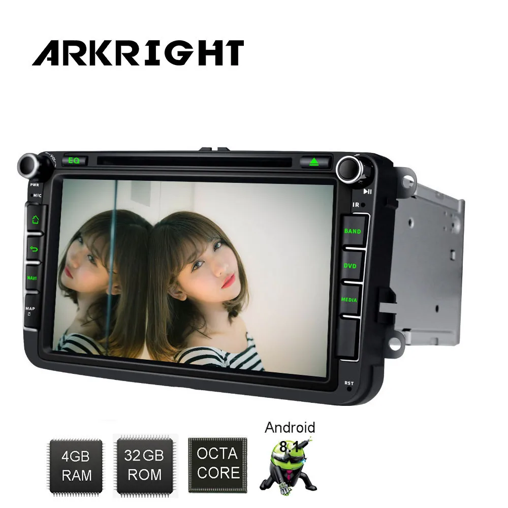 ARKRIGHT Android 8 1 2 Din встроенный DSP &quotHD GPS Wifi автомобильное радио для Volkswagen