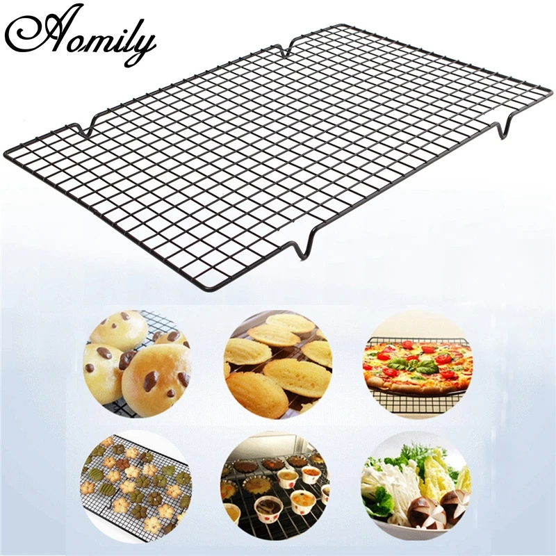 

Aomily 25x40 см антипригарная охлаждающая стойка для сушки тортов сетчатая сетка для выпечки печенья проволочная сковорода кухонная стойка для ...