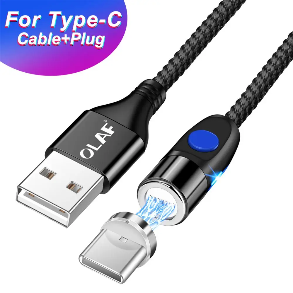 Black Type C Магнитный кабель 3A для быстрой зарядки iPhone samsung, usb-кабель Micro USB type-C, магнитный кабель для передачи данных и быстрой зарядки 3,0 - Цвет: Black Type C