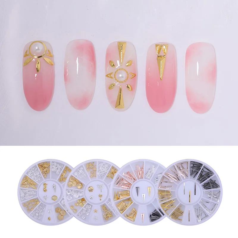 3D Шпильки для ногтей с заклепками металлические ногти из розового золота