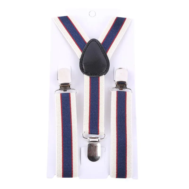 

New Boys Girls Stripes Y-Back Suspenders Child Elastic Adjustable Clip-On Braces W1 P18