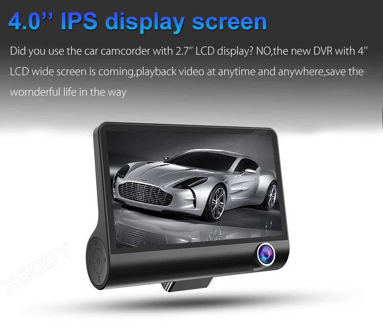 AKASO три камеры s DVR рекордер двойной объектив 4 ''HD 1080P Автомобильный