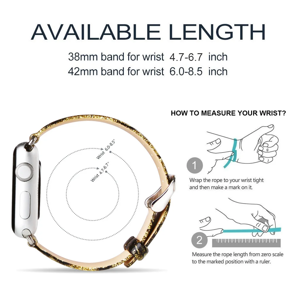 Блестящий кожаный браслет с узором под змеиную кожу для Apple Watch Series 3 2 1 в стиле