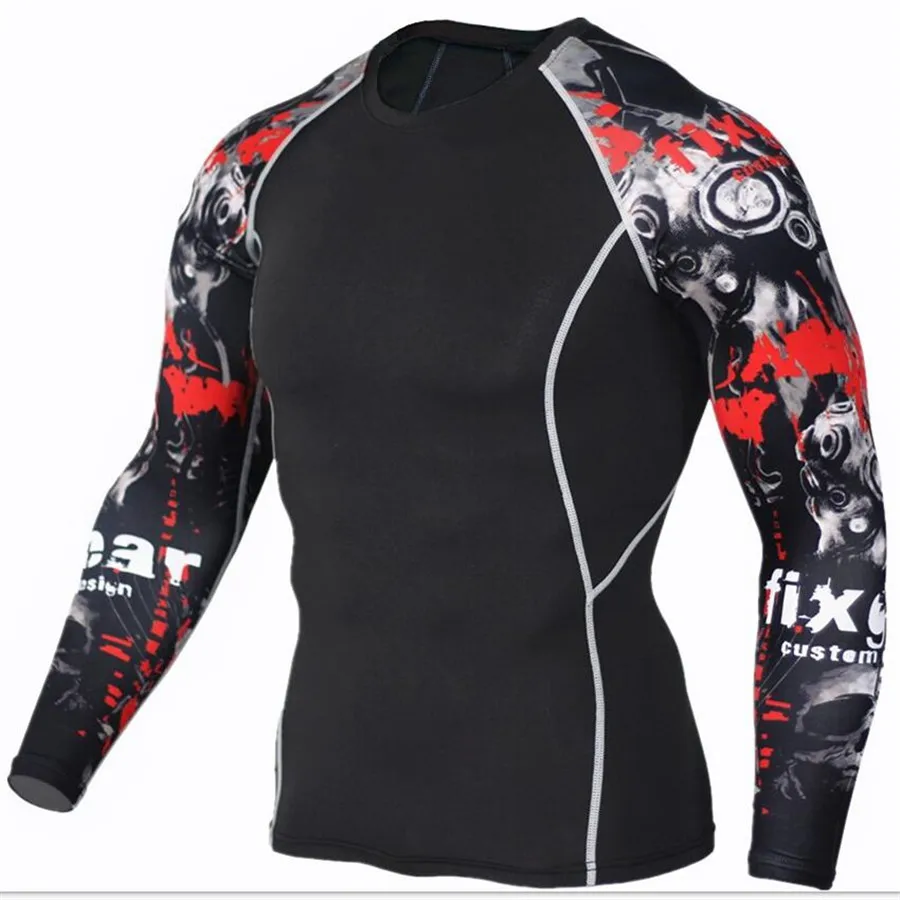 Мужские компрессионные рубашки MMA Rashguard поддерживающие форму для фитнеса с