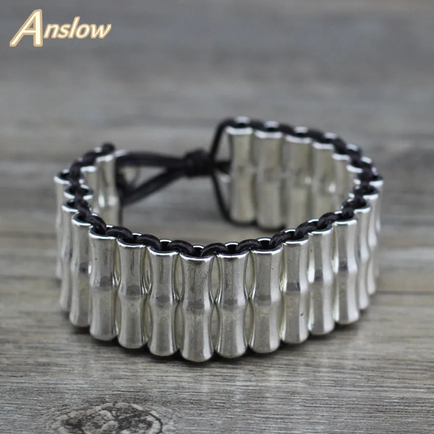 

Anslow Brand Punk Rock Style Retro Vintage Exaggeratted Women Men Healthy Alloy Leather Bracelet For Men Women Unisex LOW0693LB