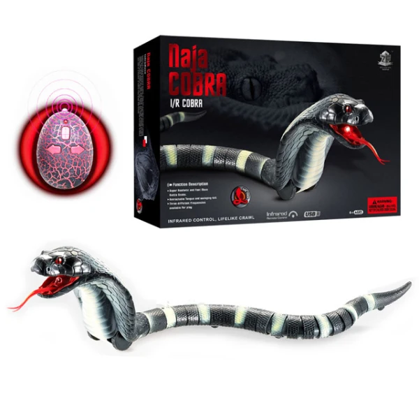 Black cobra Новинка Rc змея Naja Cobra Viper пульт Дистанционного Управления Робот животное игрушка с USB кабелем Забавный ужасающий Рождественский подарок для детей - Цвет: Black cobra