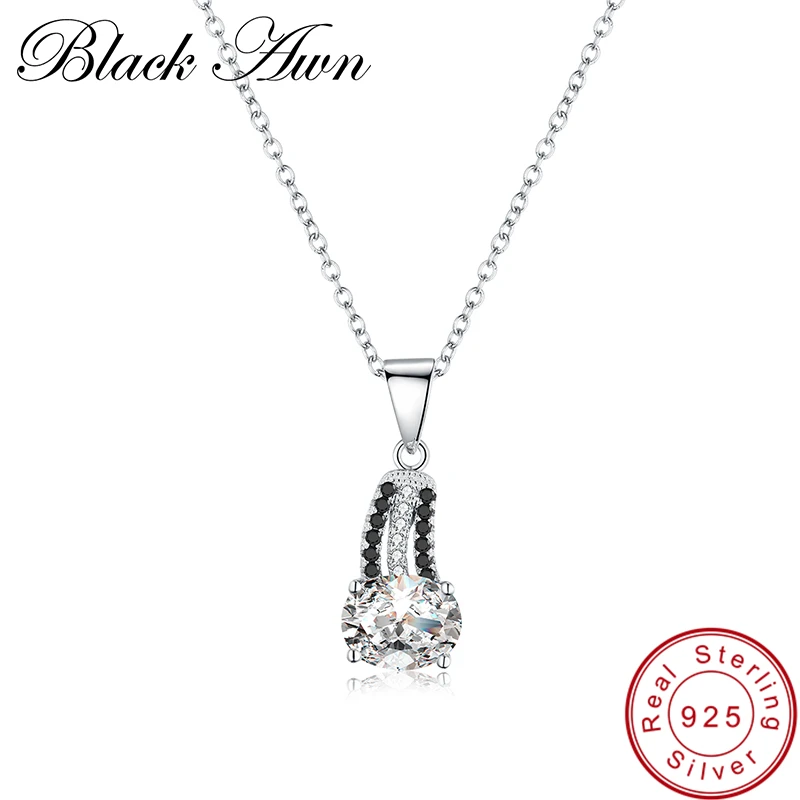 Ожерелье женское из серебра 925 пробы с черной шпинелью P175|pendants for women|fine jewelrypendant