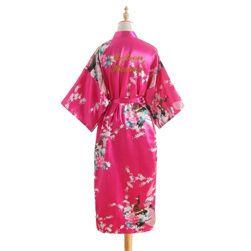 rose red BZEL Matron Of Honor, женские халаты, свадебные, вечерние, подарок, цветочные, атласные, шелковые халаты, кимоно, халат, халат, ночная рубашка, Халат - Цвет: rose red