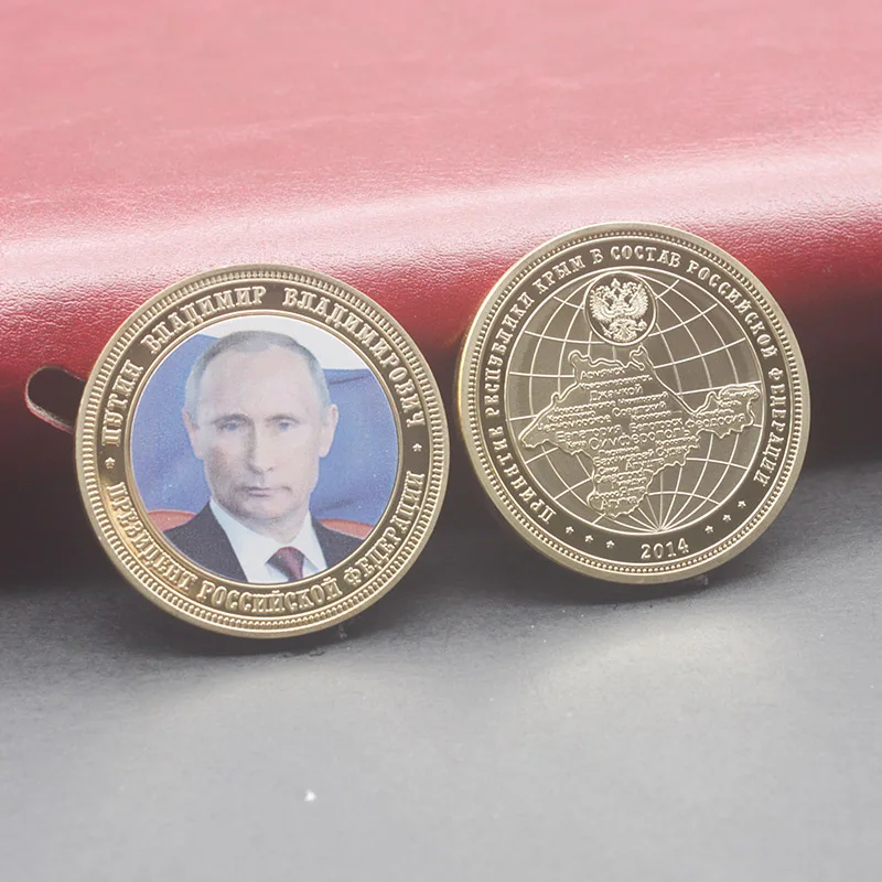 Россия Владимир Путин крымские карта Позолоченные памятная монета маркер - Цвет: VP-049-01