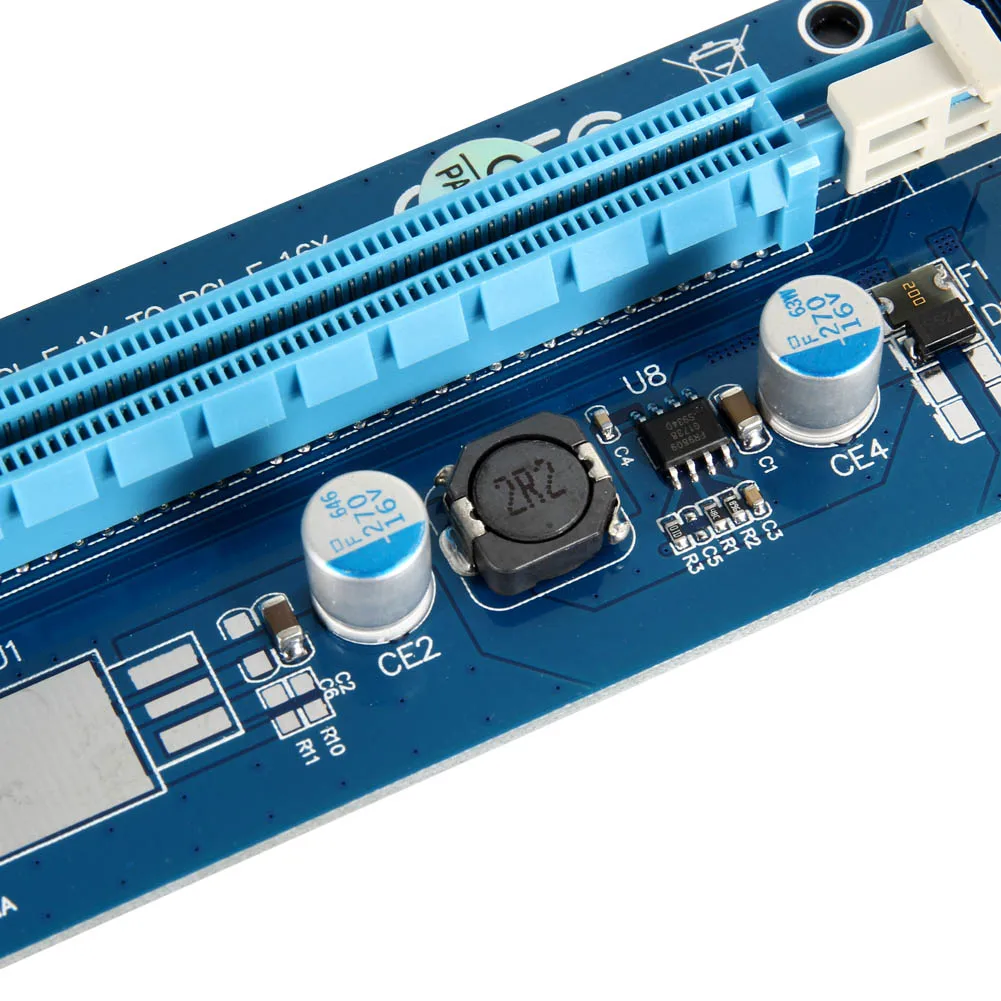 Фото PCI Express Riser Card PCI-E 6Pin 1x к 16x удлинитель с USB 3 0 кабель для передачи данных + питания SATA PCI Express Riser Card PCI-E 6Pin 1x к 16x удлинитель с USB 3 0 кабель для передачи данных + питания SATA