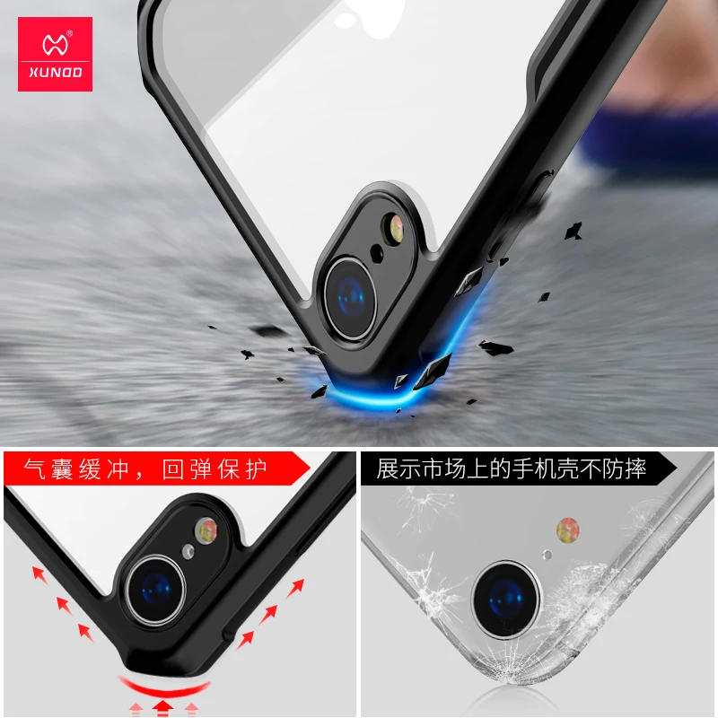 Чехол для телефона для iPhone 7 8 plus 6 6s plus XUNDD прозрачный кольцевой защитный чехол+ стеклянная Защитная пленка для iPhone xr x xs max
