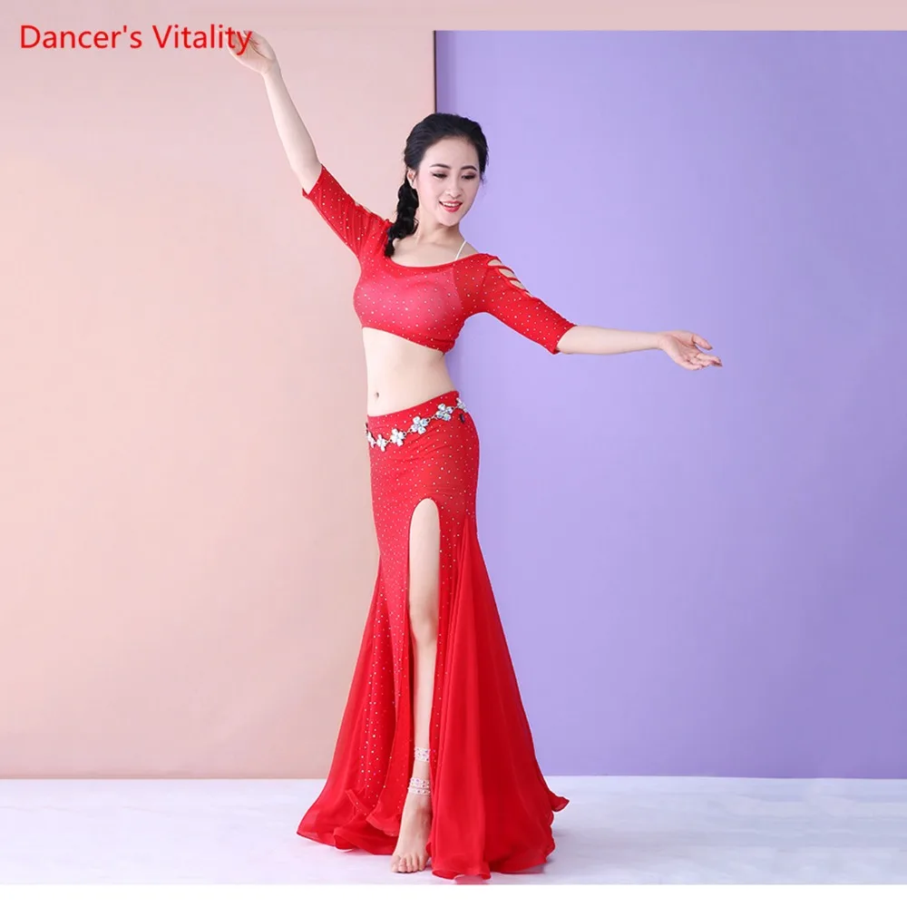 Костюм Bellydance 2 шт. топ и юбка (с трусами) набор костюма для танца живота длинная