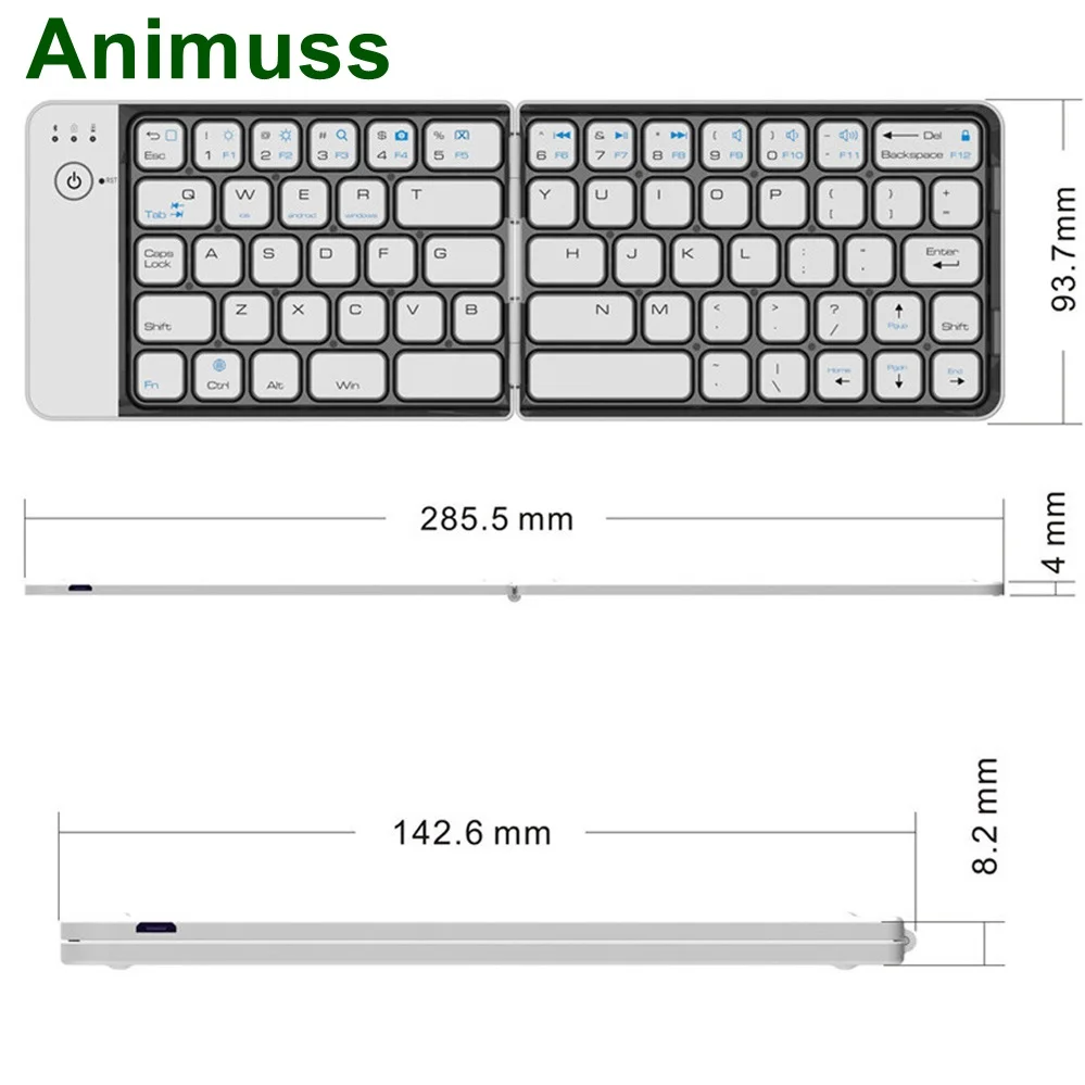 Animuss Bluetooth клавиатура для iPad IOS/Android/Windows планшет беспроводная алюминиевая